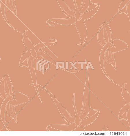 Orchid flowers on beige backgrond decoration. 53645014
