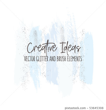 Creative brush strokes glitter elements in blue Creative brush strokes glitter elements in blue 53645308