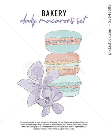 Modern vector illustration with sweet macarons and Modern vector illustration with sweet macarons and 53645698