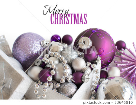 Silver and purple Christmas ornaments 53645810