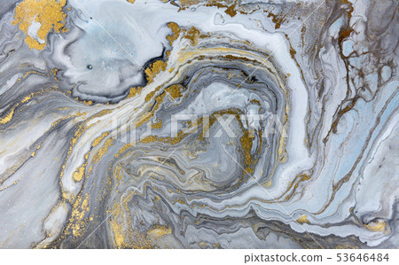 Blue marbling pattern. Golden marble liquid texture. 53646484