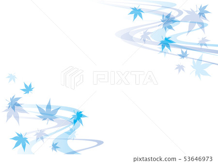 Blue autumn leaves and running water frame blue Blue autumn leaves and running water frame blue 53646973