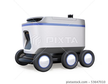 交付機器人的圖像在白色背景的。最後一英里的概念 53647010
