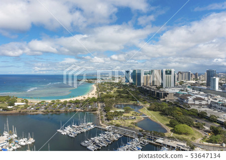 [夏威夷火奴魯魯]阿拉莫阿納海灘公園魔術島的鳥瞰圖 53647134
