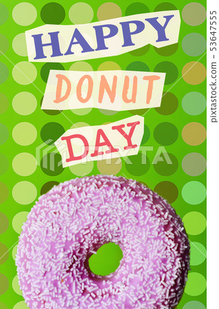 text happy donut day in contemporary collage 53647555
