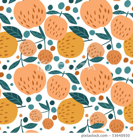 Juicy seamless pattern with apples and leaves on Juicy seamless pattern with apples and leaves on 53648930