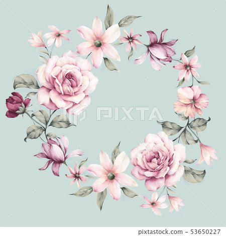 Pastel color watercolor hand painted flower Pastel color watercolor hand painted flower 53650227