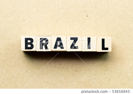 Letter block in word brazil on wood background Letter block in word brazil on wood background 53650843