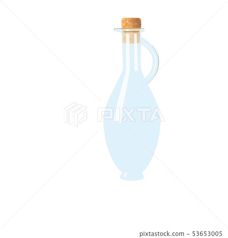 Glass empty flagon with cork, handle. tranparent 53653005