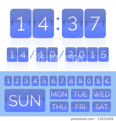 colored flat calendar with week days and flip timer colored flat calendar with week days and flip timer 53653008