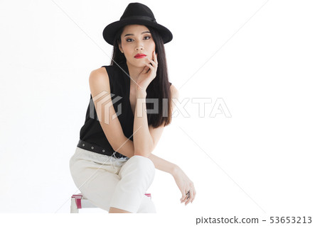 Asian model woman standing and pompous.. 53653213