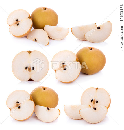 closeup pear on white background closeup pear on white background 53653328