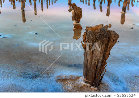 Beautiful view of salt lake Baskunchak in Astrakhan region, Russia 53653524