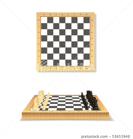 Realistic Detailed 3d Wooden Chessboard Set. Vector 53653948