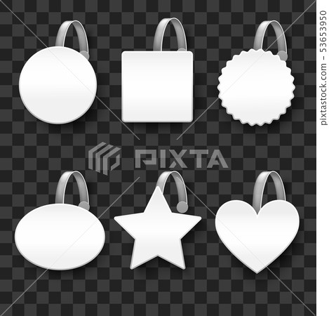 Realistic Detailed 3d White Blank Wobbler Template Mockup Set. Vector Realistic Detailed 3d White Blank Wobbler Template Mockup Set. Vector 53653950