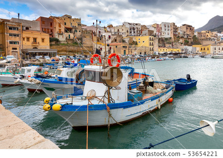 Italy. Sicily. View of Castellammare del Golfo. 53654221