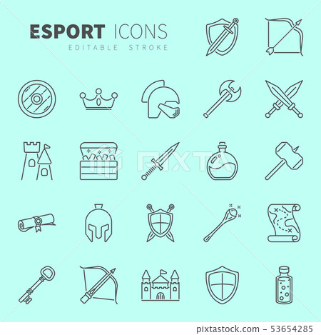 Line design icon set of esport concept Line design icon set of esport concept 53654285