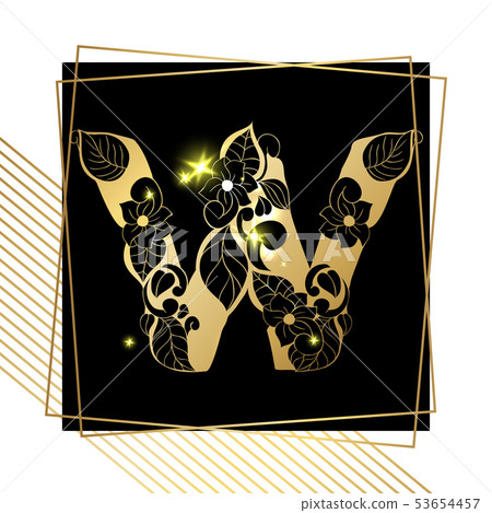 Golden Ornamental Alphabet Letter WFont 53654457