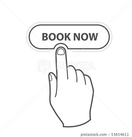 Finger pressing button Book Now -  reservation 53654611