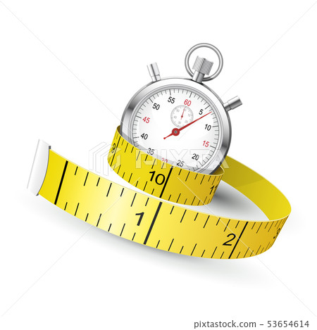 Measuring tape entwine stopwatch - diet and Measuring tape entwine stopwatch - diet and 53654614