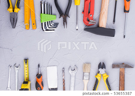 Background of construction tools with text space. 53655387
