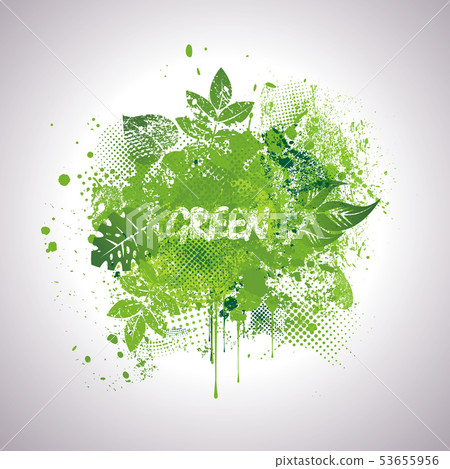 Nature background with green ink blots and fresh Nature background with green ink blots and fresh 53655956