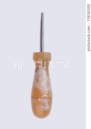 Screwdriver with plastic handle on white background. 53656208