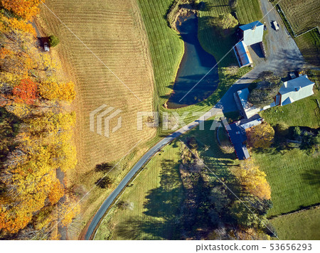 Farm at autumn in Woodstock, Vermont, USA 53656293