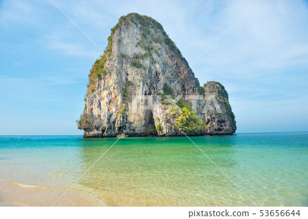 Tropical landscape with sea and rock island Tropical landscape with sea and rock island 53656644