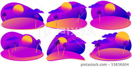 Summer sunset landscape with fluid gradient violet Summer sunset landscape with fluid gradient violet 53656804
