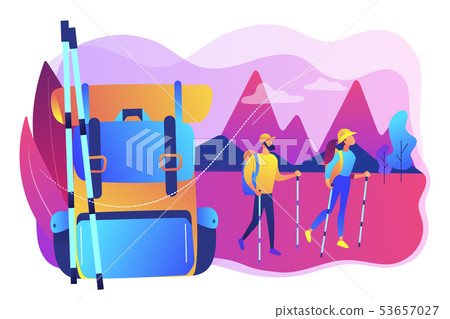 Summer hiking concept vector illustration. 53657027