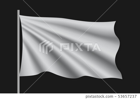 Waving blank flag on flagpole. 53657237