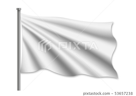 Waving blank flag on flagpole. Waving blank flag on flagpole. 53657238