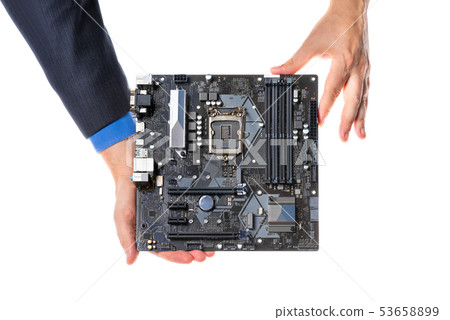 Motherboard for PC Isolated on white background 53658899