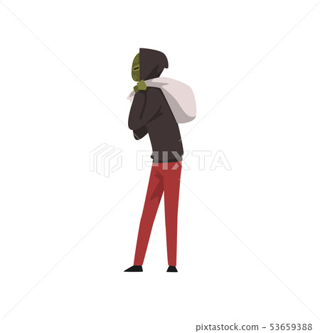 Masked Robber or Burglar with Sack of Money Vector Illustration 53659388