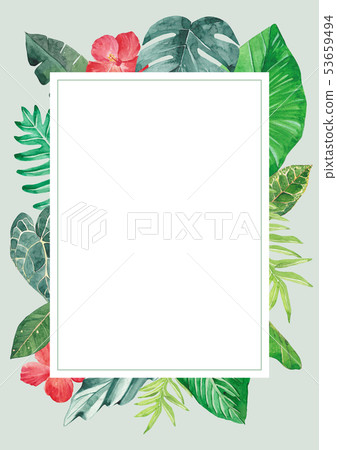 Tropical plant watercolor background Tropical plant watercolor background 53659494