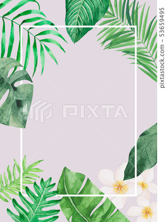 Tropical plant watercolor background Tropical plant watercolor background 53659495