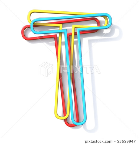 Three basic color wire font Letter T 3D - Stock Illustration [53659947 ...