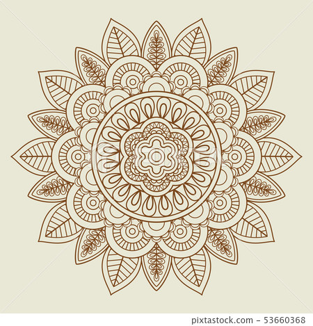 Hand drawn floral rosette in vintage colors Hand drawn floral rosette in vintage colors 53660368