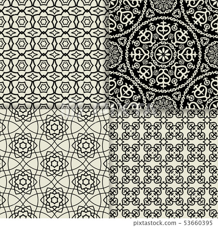 Black and white geometric ornate patterns Black and white geometric ornate patterns 53660395
