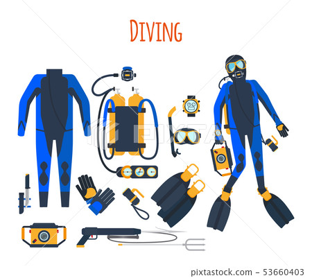 Diving equipment isolated set Diving equipment isolated set 53660403
