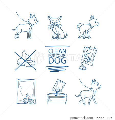 Dog clean up poop icons Dog clean up poop icons 53660406