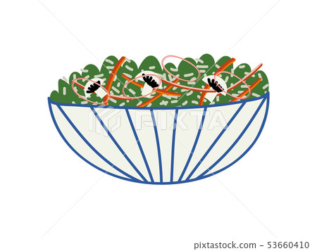 Delicious Salad in Ceramic Bowl, Fresh Healthy Dish Vector Illustration Delicious Salad in Ceramic Bowl, Fresh Healthy Dish Vector Illustration 53660410