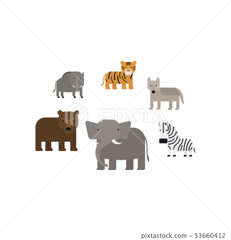 Different african animals flat icons set 53660412