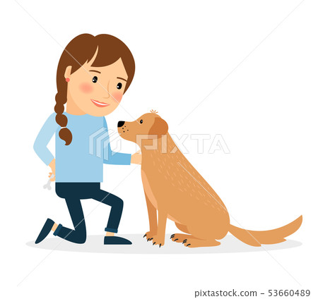 Happy woman with dog 53660489