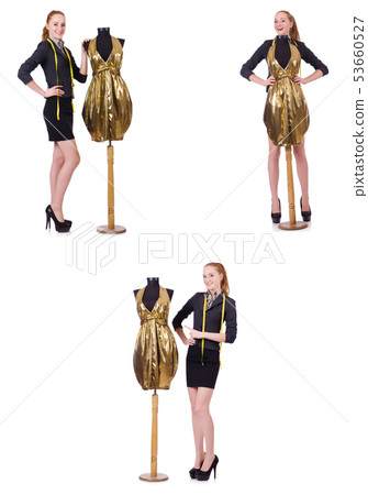 Woman tailor isolated on white  53660527
