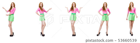 Beautiful woman in green skirt  53660539