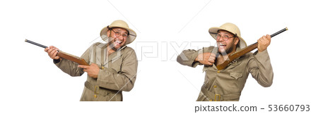 Safari hunter isolated on white Safari hunter isolated on white 53660793