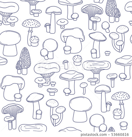 Vector seamless mushrooms pattern - Stock Illustration [53660816] - PIXTA