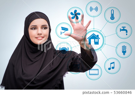 Smart home concept with woman Smart home concept with woman 53660846